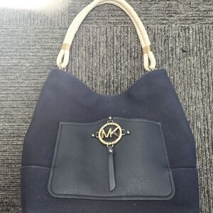 Michael Kors Navy and Gold Hobo Bag